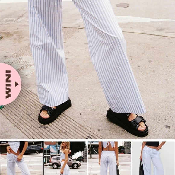 Princess Polly Sky Blue Striped Wide Leg Pants - Picture 10 of 10